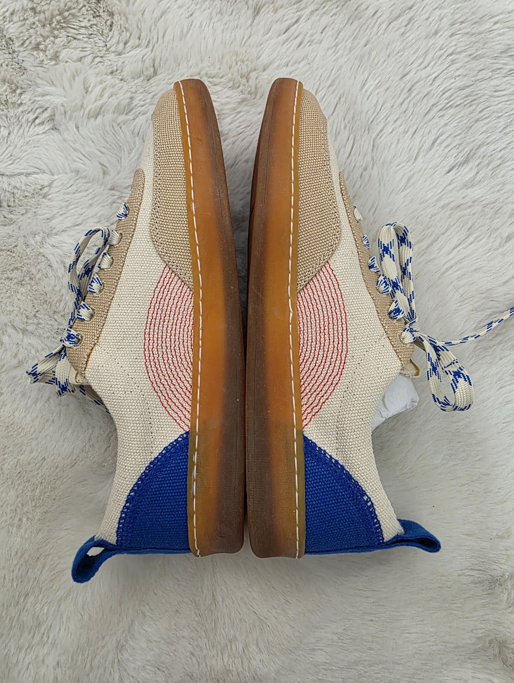 NEW Everlane The Tread-Bare Low-Top Canvas Sneaker Cream with Blue 7 - Picture 6 of 12